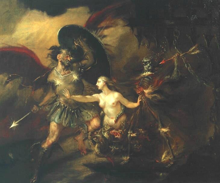 Hogarth 1735-40-Satan Sin and Death-d'après Milton