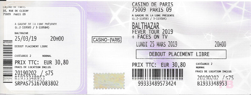 2019 03 25 Balthazar Casino de Paris Billet