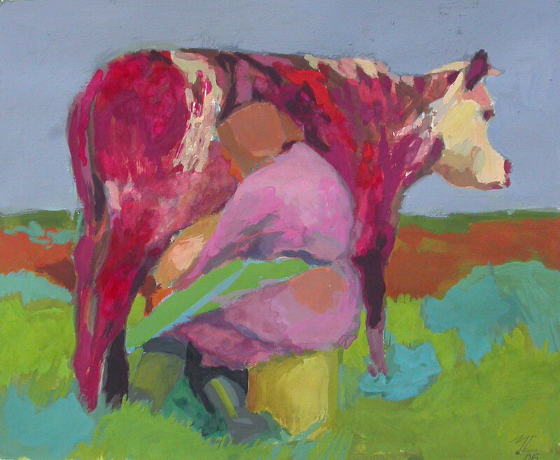 2006-Les Vaches-Cerise-gouache-20x24cm