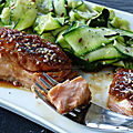 Saumon laqué aux saveurs asiatiques et ses rubans de courgette