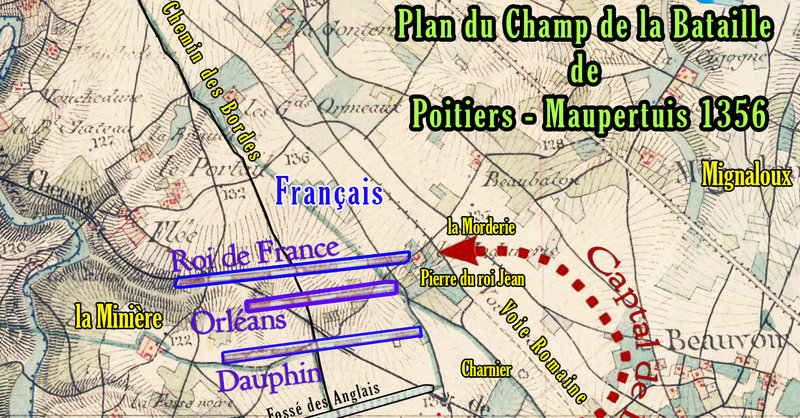 Plan du Champ de la Bataille de Poitiers Maupertuis 1356 a