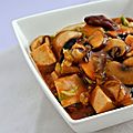Wok de tofu, champignons et chou chinois, sauce au miel