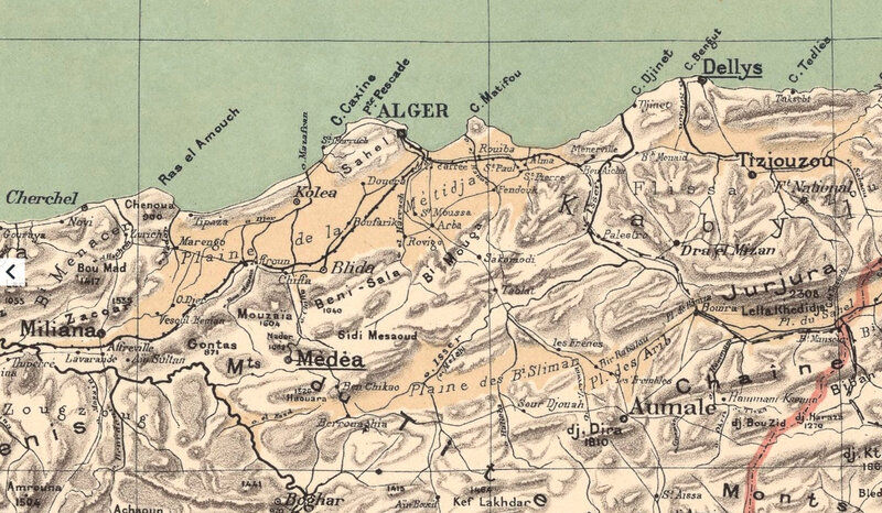 Algérie, carte Niox, 1884, Alger, Médéa, Aumale