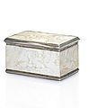 A very rare silver-mounted mother-of-pearl 'erotic-subject' rectangular box and cover, qianlong, probably circa 1750
