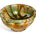 A sancai-glazed pottery cup, Tang dynasty (618-907)