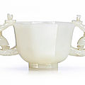 A white jade octagonal 'boys' cup, qing dynasty, 18th century