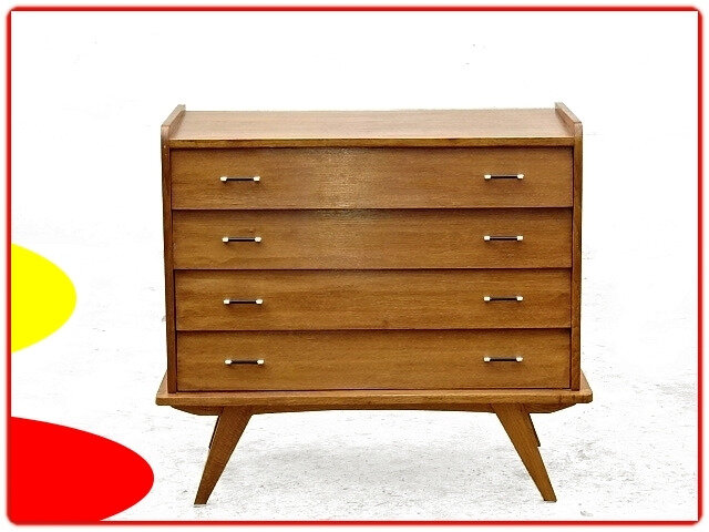 commode inclinée vintage bakélite pieds compas