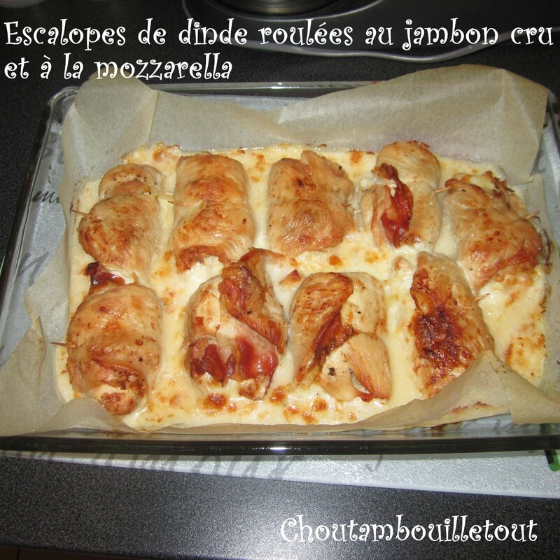 Escalopes de dinde roulées au jambon cru et à la mozzarella