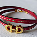 Bracelet Cavalière doré double (rouge) - 24 €