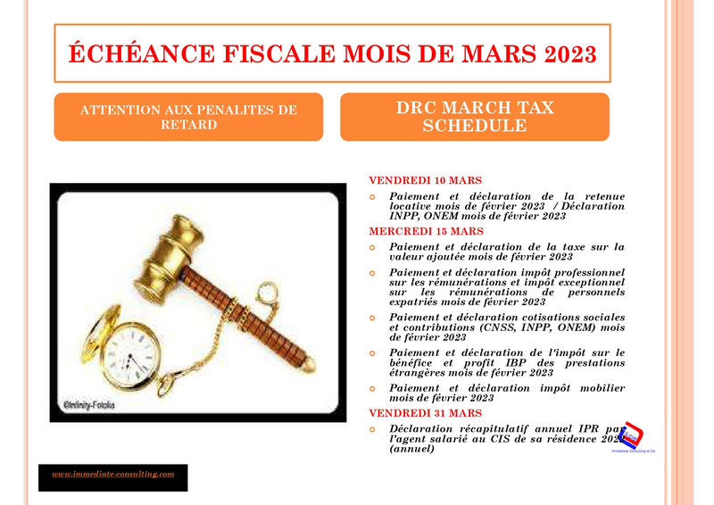 CALENDRIER FISCAL MARS 2023 -- ALERTE