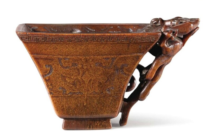 An archaistic rhinoceros horn libation cup, 17th century