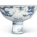A blue and white stembowl, ming dynasty, 16th century
