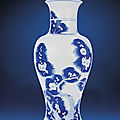 A very rare carved blue and white 'Prunus' baluster vase, Kangxi period (1662-1722) 