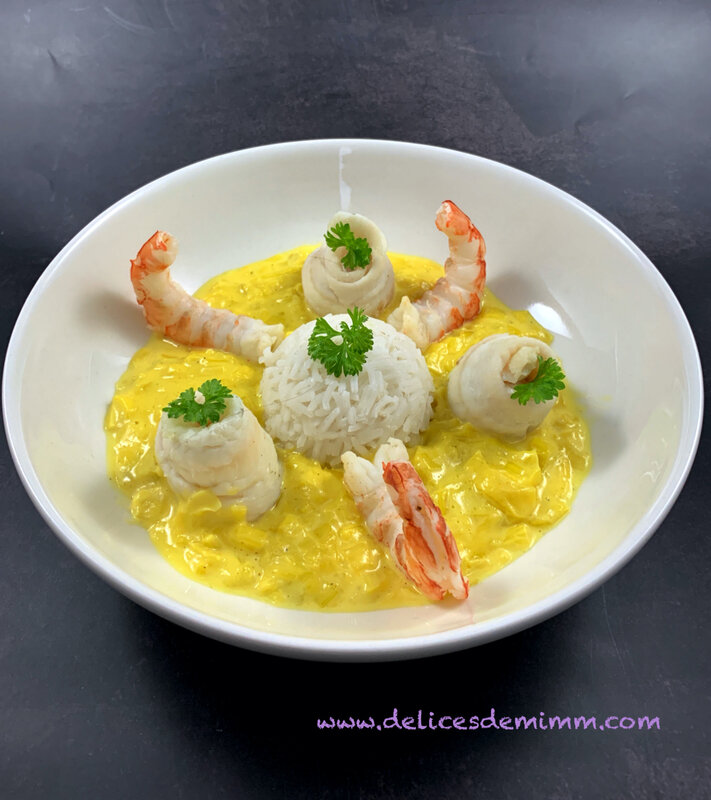 Filets de sole et crevettes à la fondue de poireaux au safran 2