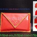 clutch bag red strass leatherette