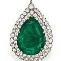 Platinum, 18 karat gold, emerald and diamond pendant, van cleef & arpels 