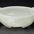 A pale greenish-white jade marriage bowl, 18th century