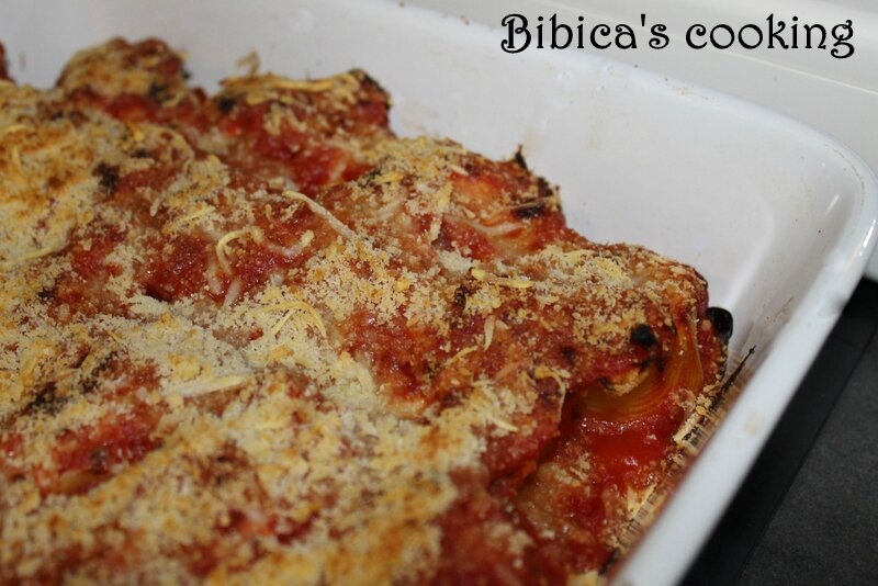 Conchiglioni farcis aux crevettes tigr+®es, ricotta et poireaux