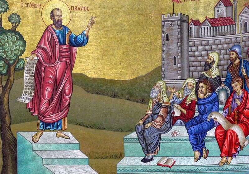 saint Paul prêchant, mosaïque