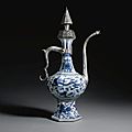 A ming blue and white porcelain ewer with ottoman silver mounts stamped with the tughara of mehmed iv (r. 1642–1693), china, 16