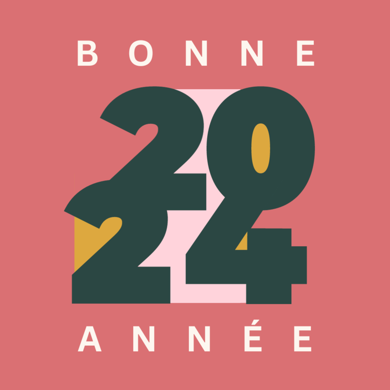 Vert Rose Jaune Bonne Année 2024 Post Instagram Géométrique