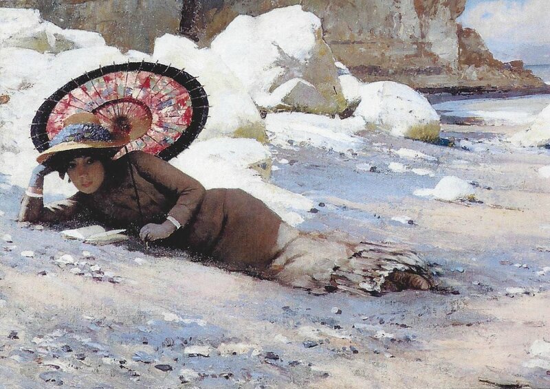 lectrice Charles Sprague Pearce _ Redading by the shore 1883