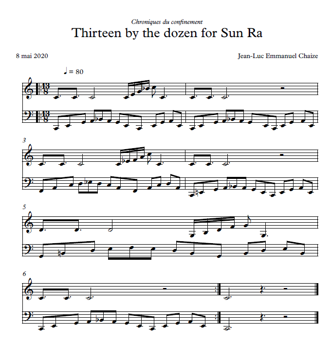 Thirteen by the dozen for Sun Ra Partition