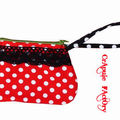 Pochette / sac à main retro rouge à pois et dentelle