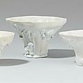 Three blanc de chine libation cups, qing dynasty, 17th/18th century