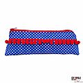 Trousse mignonne originale pompons rouge rétro chic bleu à pois fille bureau ﻿écolier﻿﻿ CrApule FActOry www.crapule-factory.com