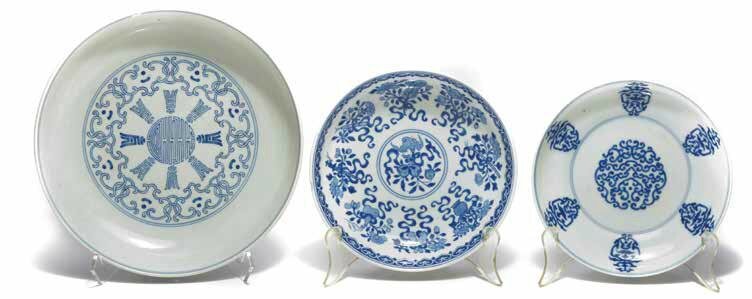 Three Underglaze Blue Dishes, 18th-19th Century