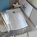 housse matelas à langer bébé garçon bleu gris blanc étoiles