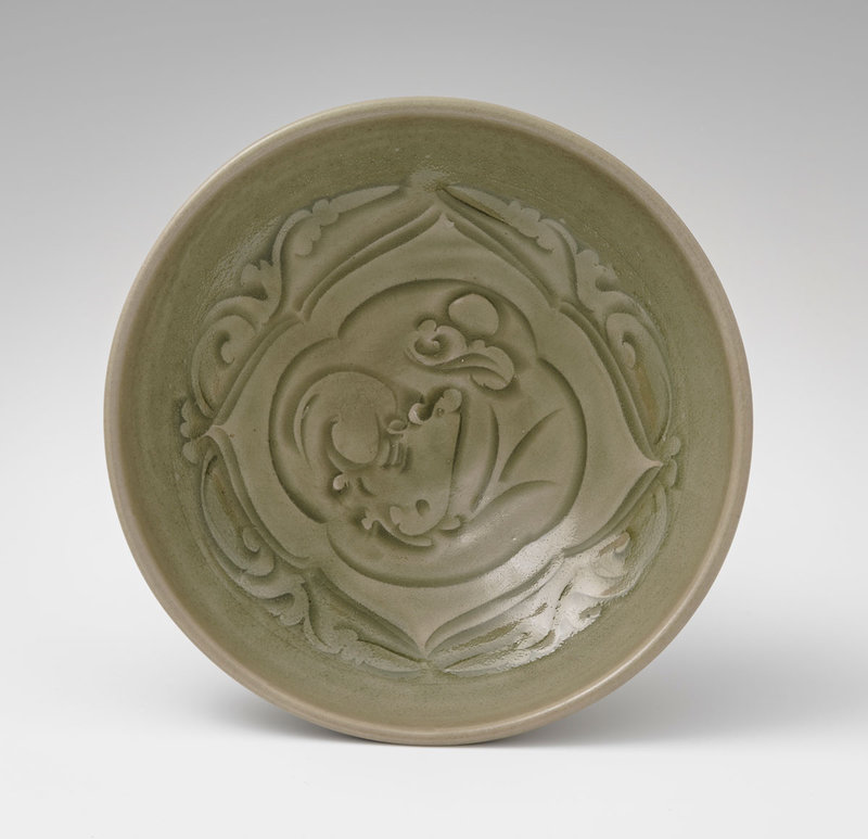 Yaozhou Celadon Bowl with Water Buffalo Viewing the Moon, Jin Dynasty 1127-1279 AD