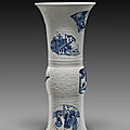 Kangxi period, blue and white porcelain yen-yen (beaker) vase, circa 1700