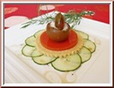 tomates sur croustillant, sorbet concombre estragon tomates sur croustillant, sorbet concombre estragon