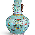 A very rare famille-rose cloisonné-imitation bottle vase, qing dynasty, qianlong period (1736-1795) 