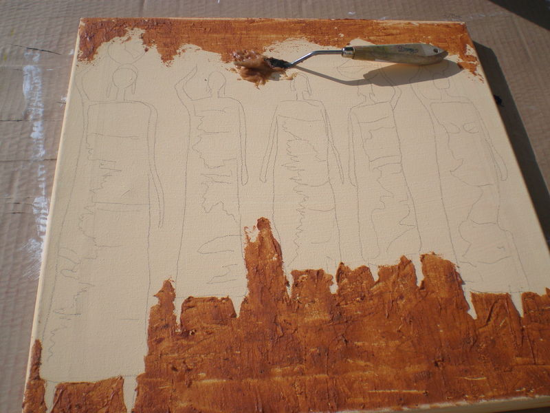 Collage de sable sur un tableau - Domi Dessins et Peintures