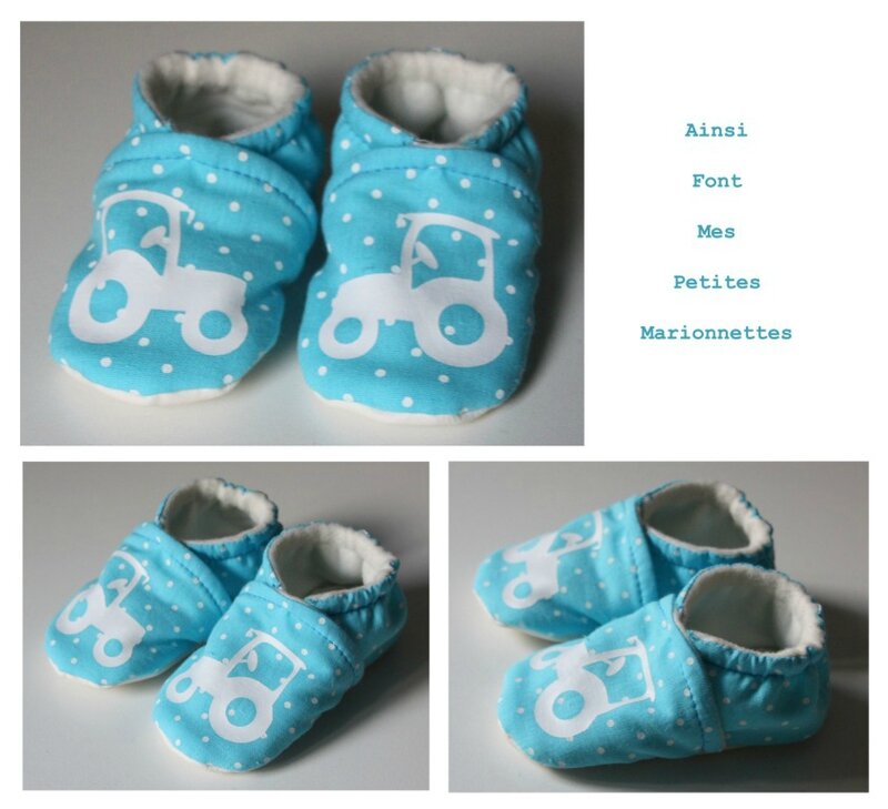 chausson turquoise pois