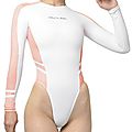 Maillot N-015 highleg long-sleeved Pink white P3