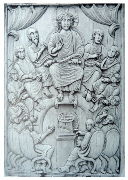 Christ avec les 12 apôtres, ivoire sculpté du 6e s ( Italie)