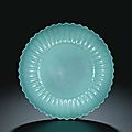 A rare turquoise-enamelled chrysanthemum dish, mark and period of yongzheng (1723-1735)