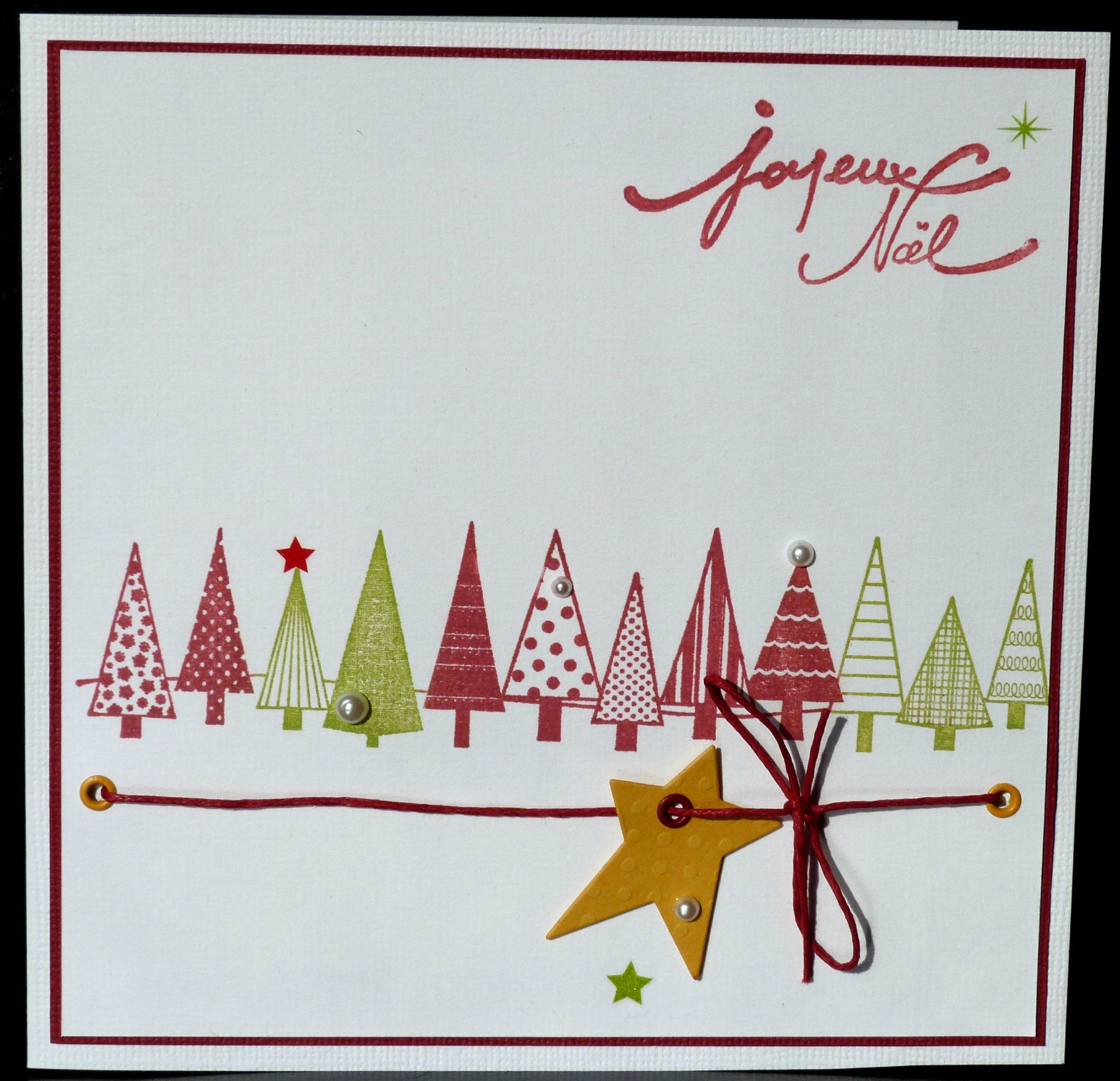 Carte de Noël gaie et colorée avec frise de sapins - L2MG - La Boutique