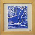 Petit nu bleu linogravure claudy dalla fontana 
