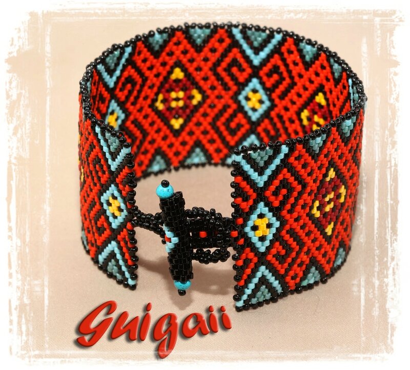 180 Manchette Huichol orange (3)