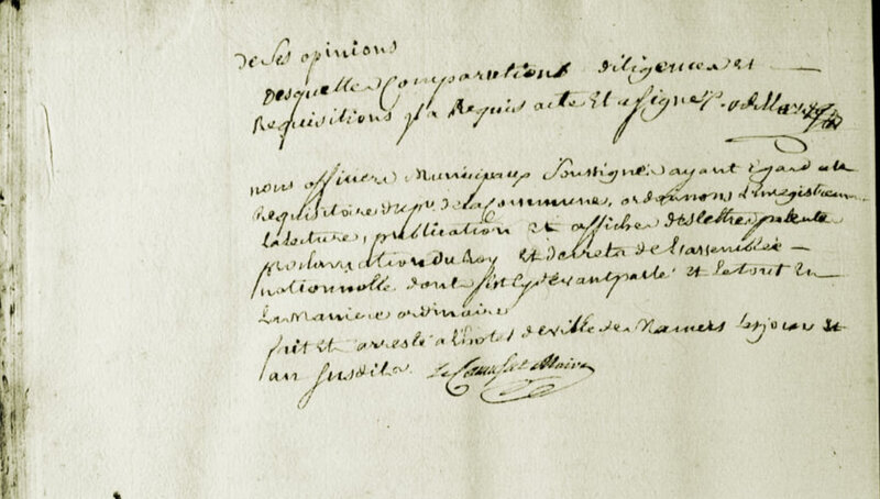 Le 16 juin 1790 à Mamers : enregistrement de lois.
