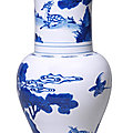 A blue and white 'crane and deer' yenyen vase, 