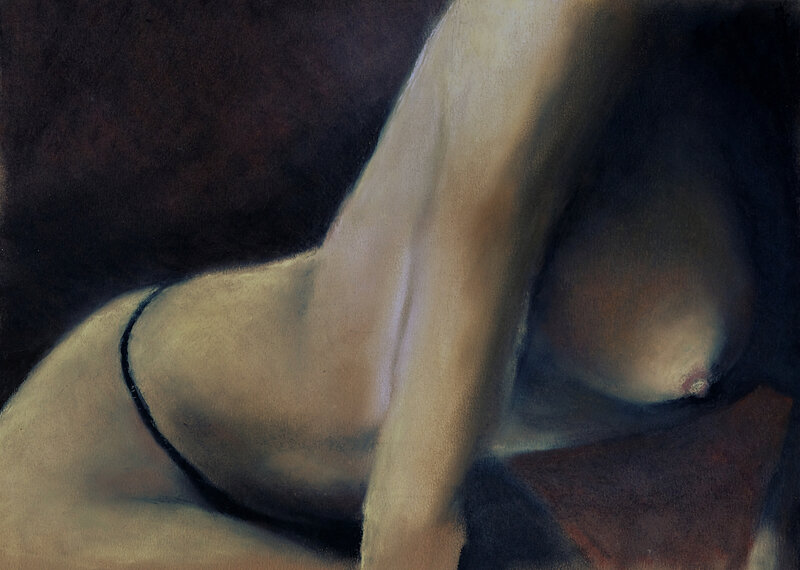 in natura 1, pastel à l'huile, janvier 2018, 38 x 27 cm