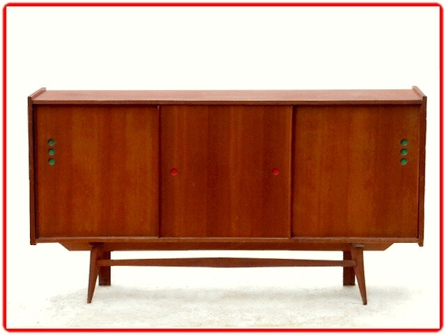 Enfilade vintage bois clair pieds compas