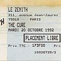The cure - mardi 20 octobre 1992 - zénith (paris)