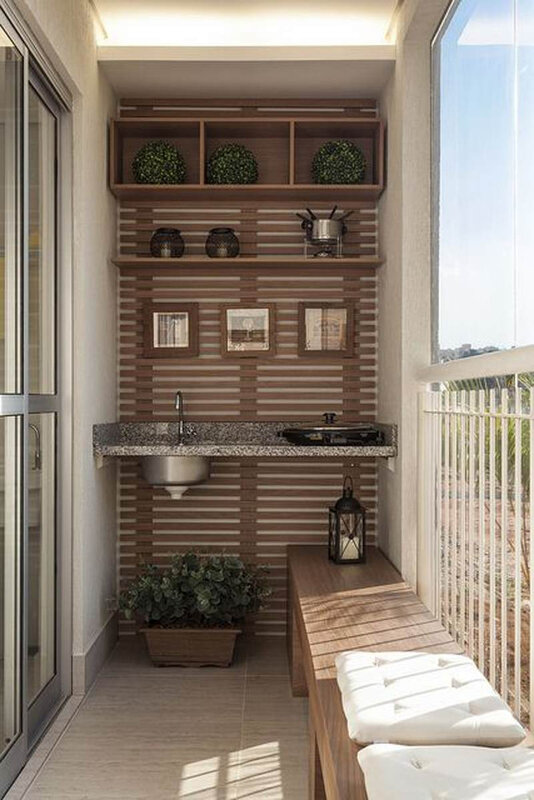décoration-balcon-aménagé-mini-cuisine-évier-plaque-cuisson